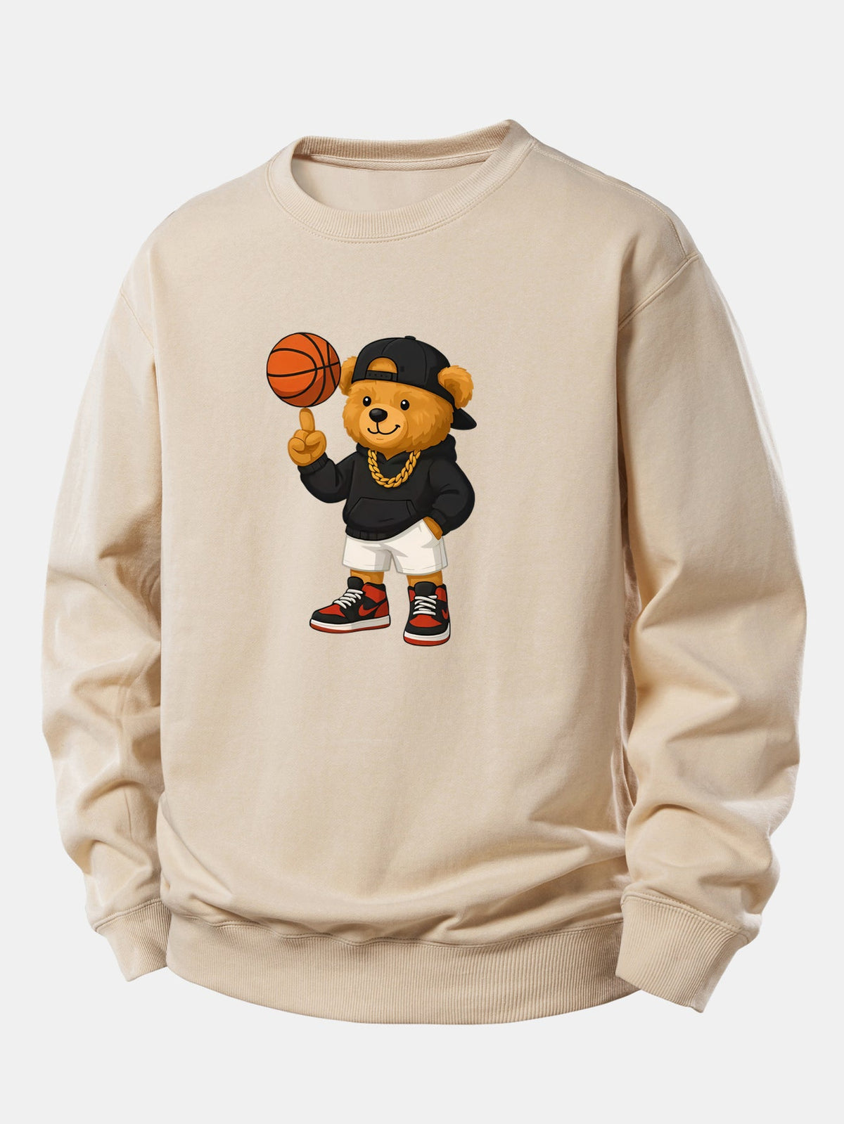Bequemes Sweatshirt mit Basketball-Bären-Motiv