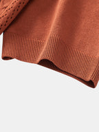Gestreifte Jacquard-Strickjacke mit Knöpfen und kurze Hosen mit Rüschendetails und 5-Zoll-Kordelzug