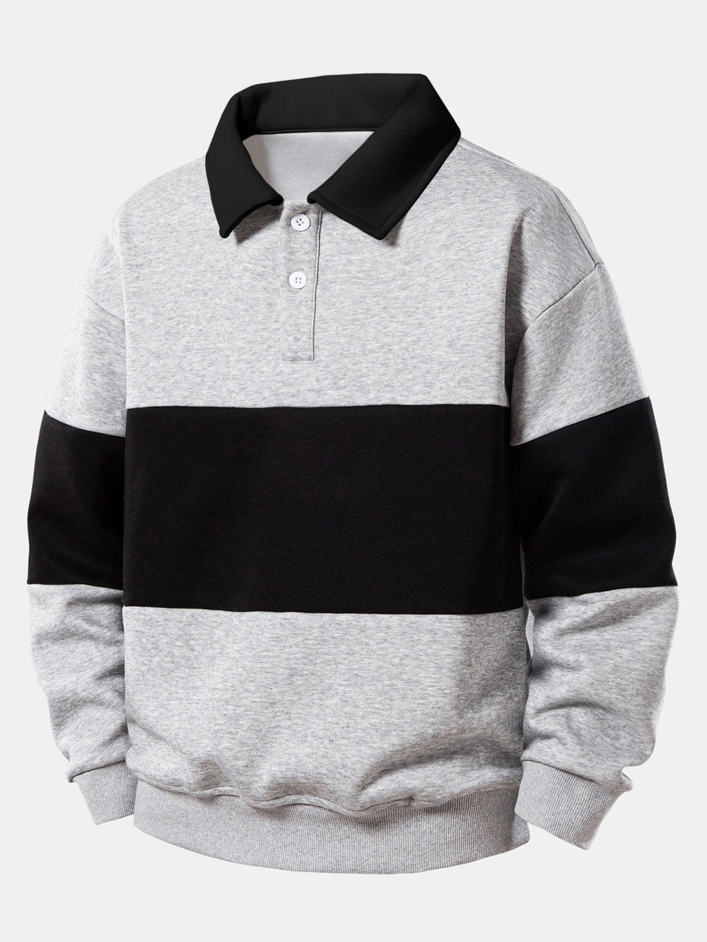 Bequemes Sweatshirt mit Farbblock-Design und Polo-Kragen