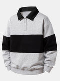 Bequemes Sweatshirt mit Farbblock-Design und Polo-Kragen