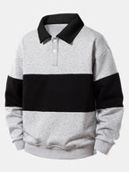 Bequemes Sweatshirt mit Farbblock-Design und Polo-Kragen