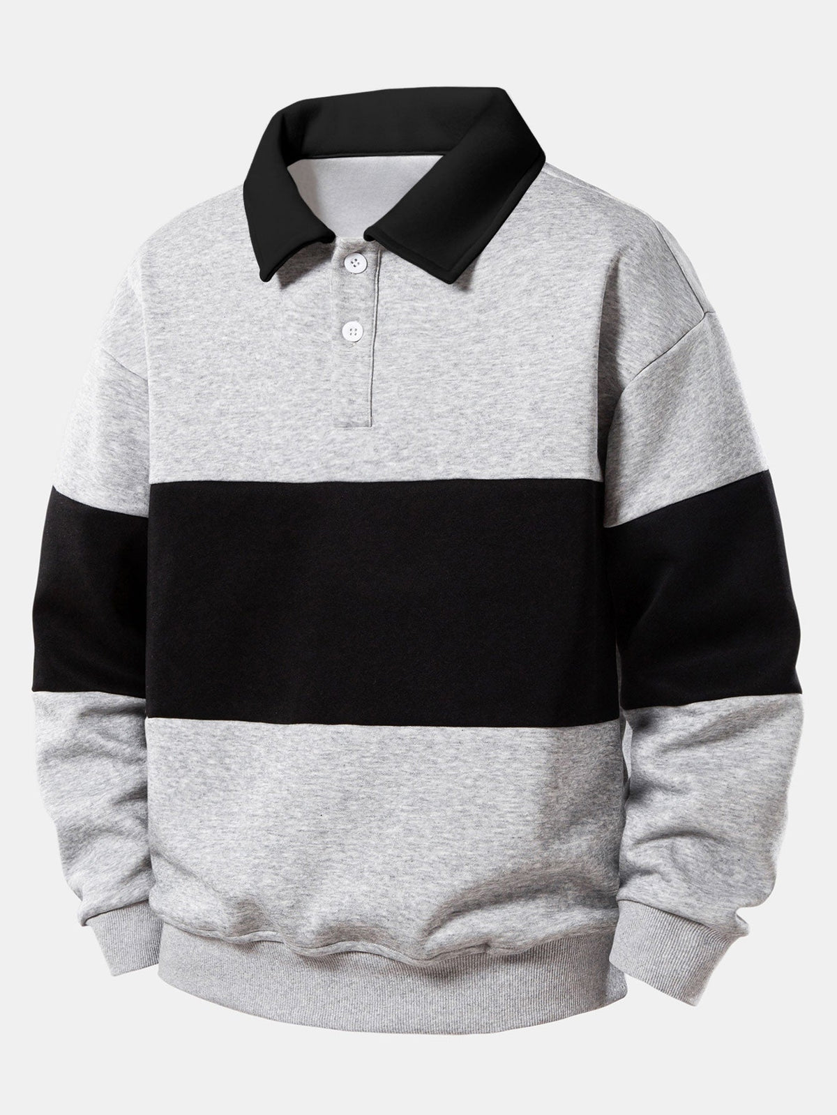 Bequemes Sweatshirt mit Farbblock-Design und Polo-Kragen