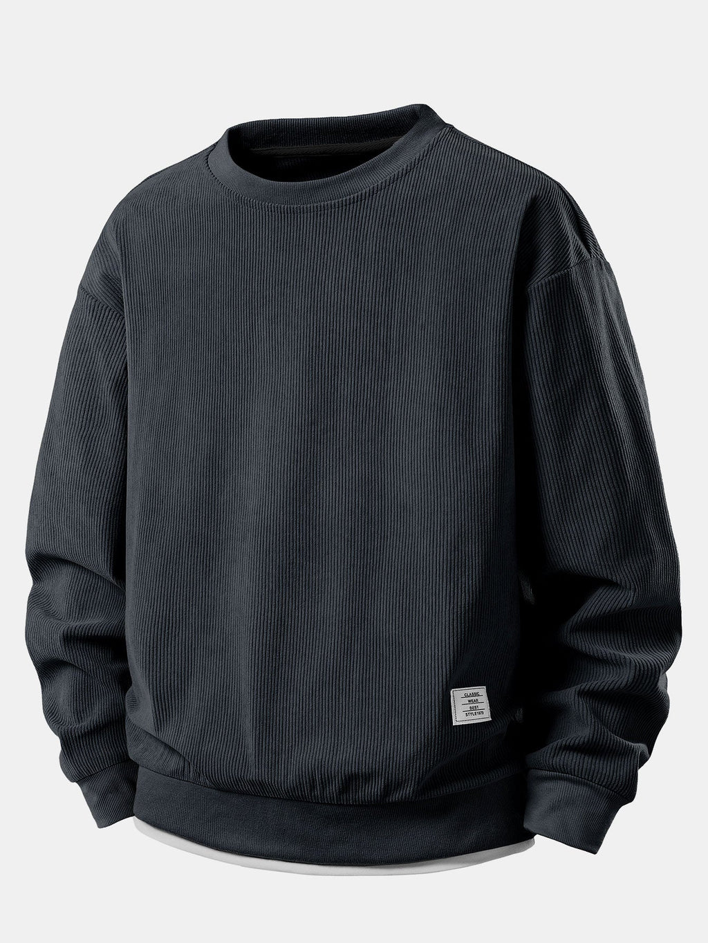 Versatile 2-in-1 Crew Neck Stretch Corduroy Sweater