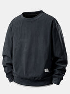 Versatile 2-in-1 Crew Neck Stretch Corduroy Sweater