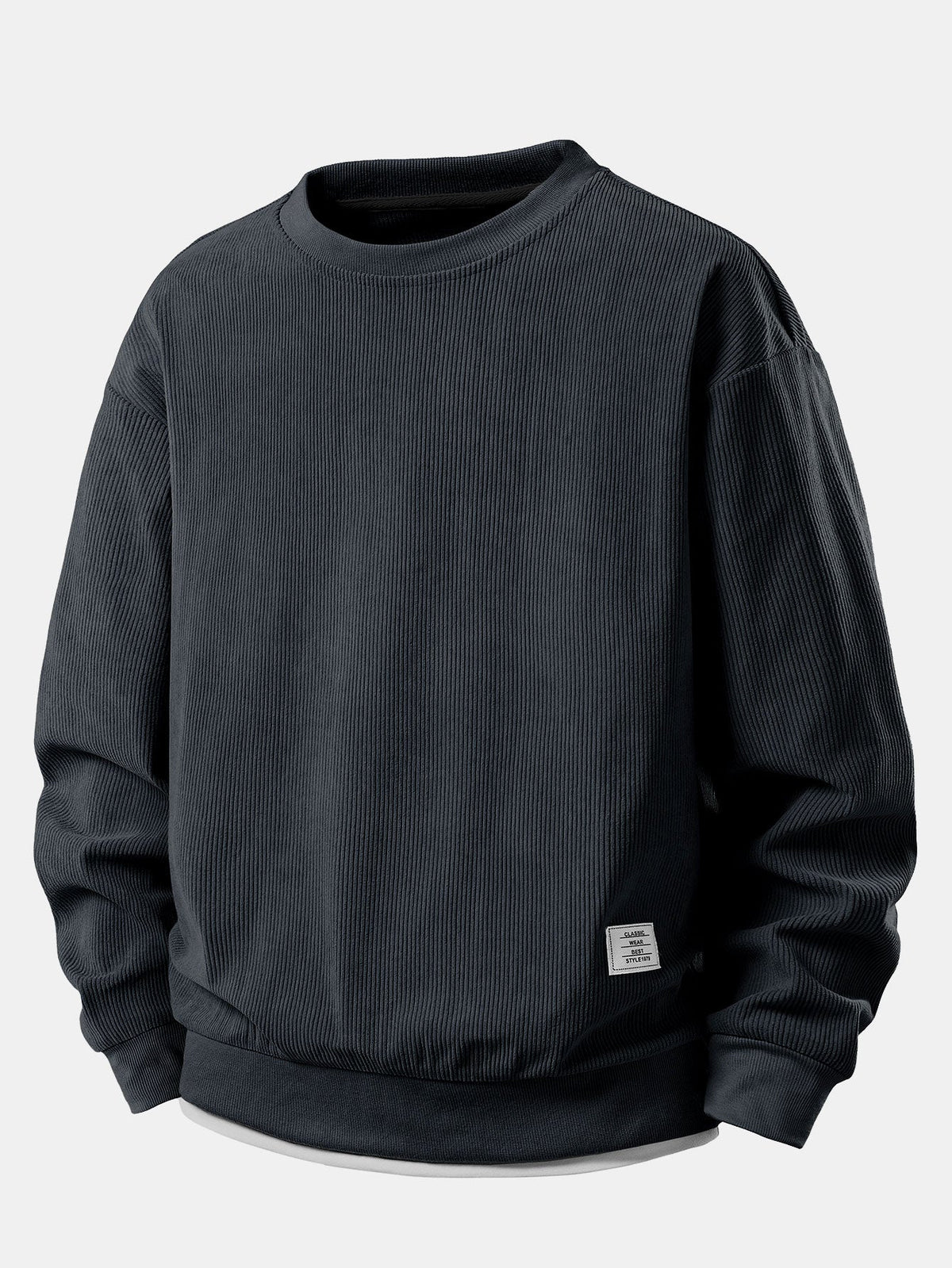 Versatile 2-in-1 Crew Neck Stretch Corduroy Sweater