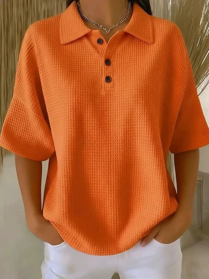 Gisela | Komfortable Waffel-Polo-Bluse