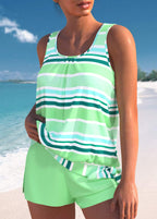 Rosa | Lässiges gestreiftes Tankini-Set