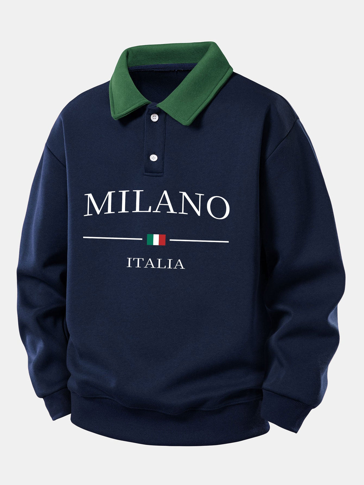 Bequemer Sweatshirt mit Milano-Print und Kontrast-Polo