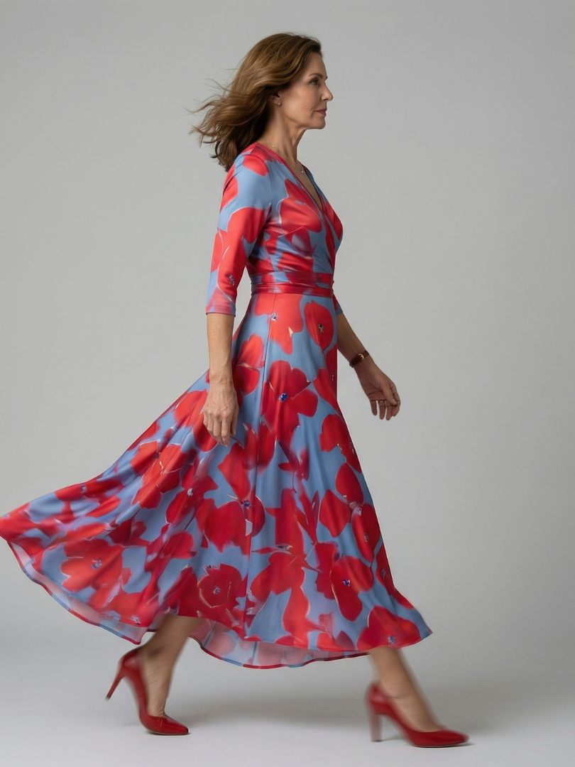 Celine | Midi-Kleid mit Wickelausschnitt