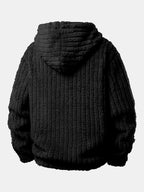 Gestreifter Hoodie mit Kängurutaschen aus Teddy-Fleece