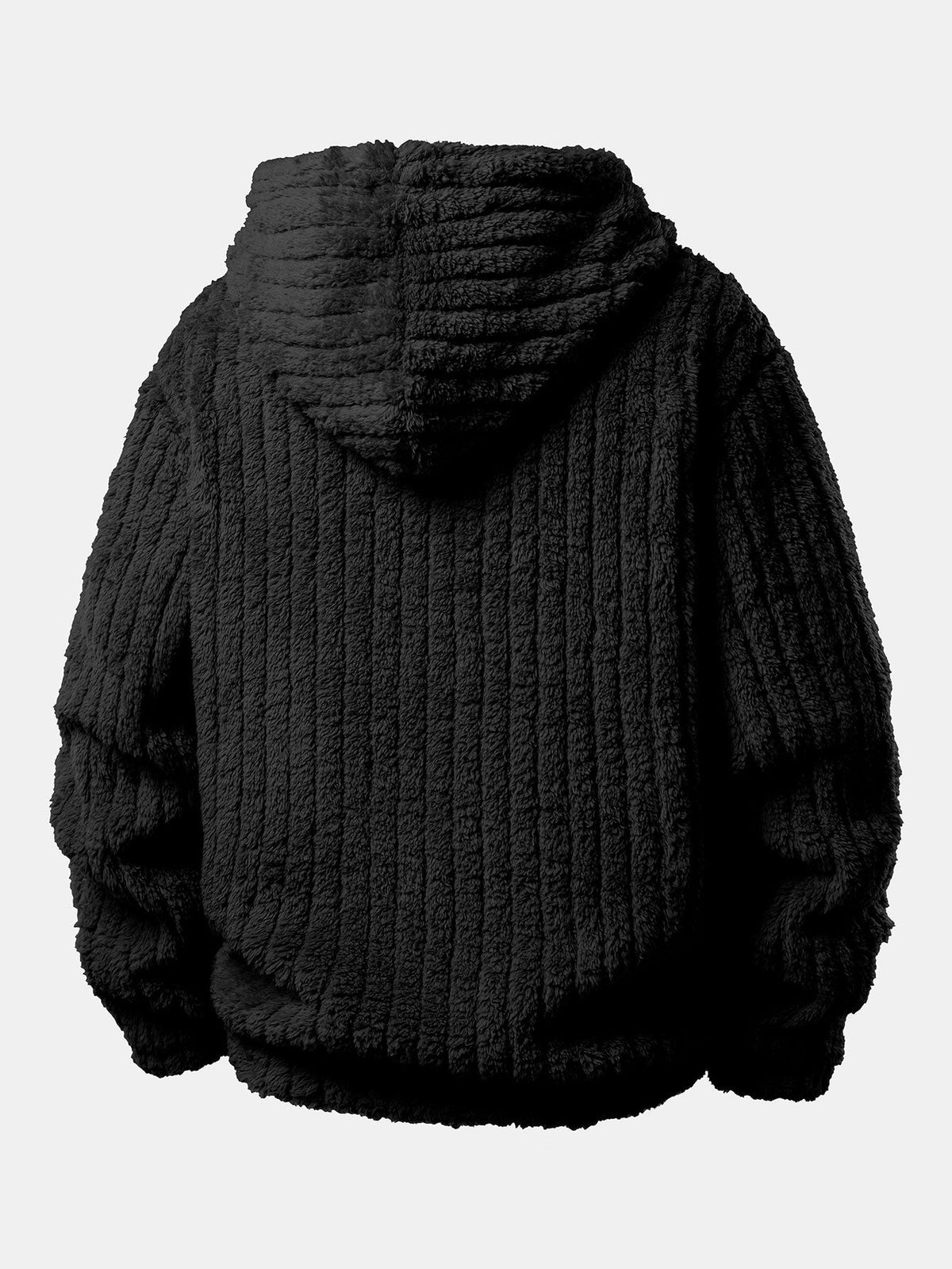 Gestreifter Hoodie mit Kängurutaschen aus Teddy-Fleece