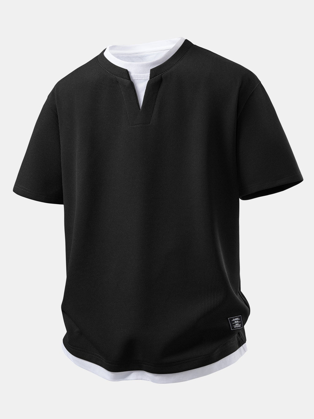 2-in-1 Waffle T-Shirt mit Kragen und 7-Zoll Shorts Set