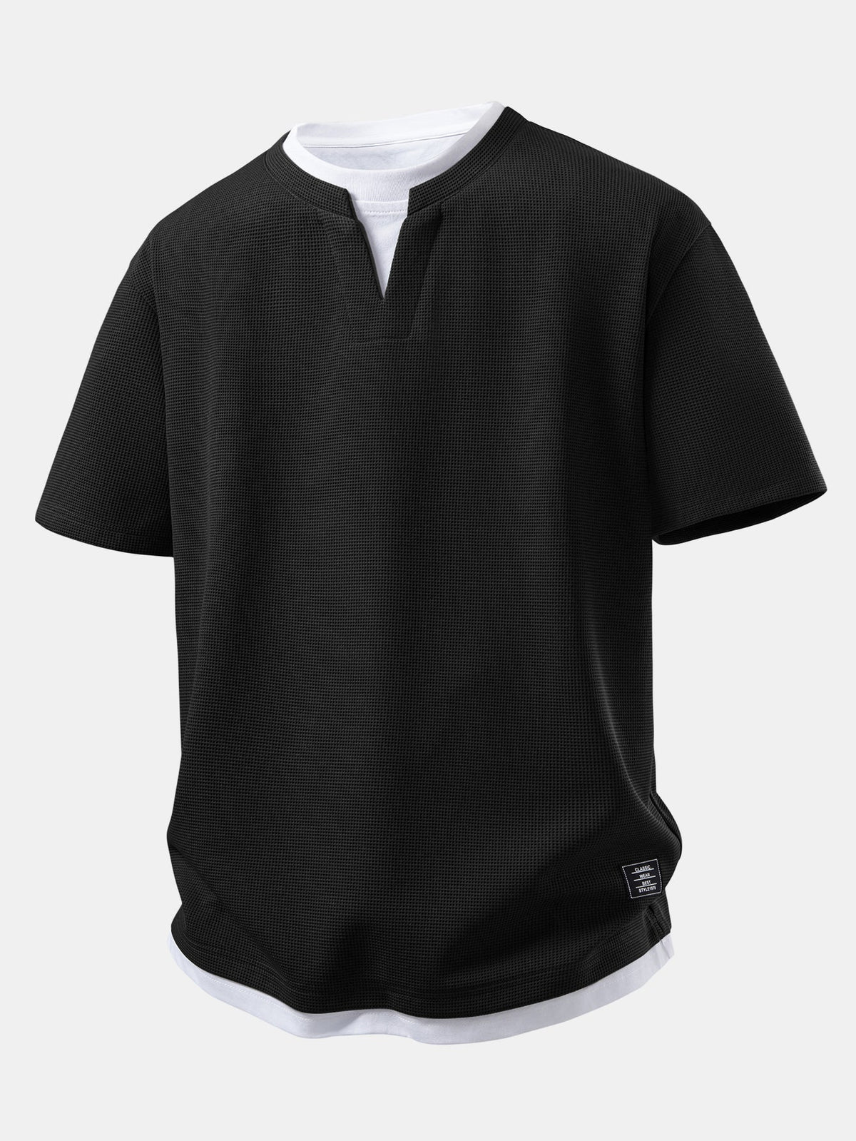 2-in-1 Waffle T-Shirt mit Kragen und 7-Zoll Shorts Set