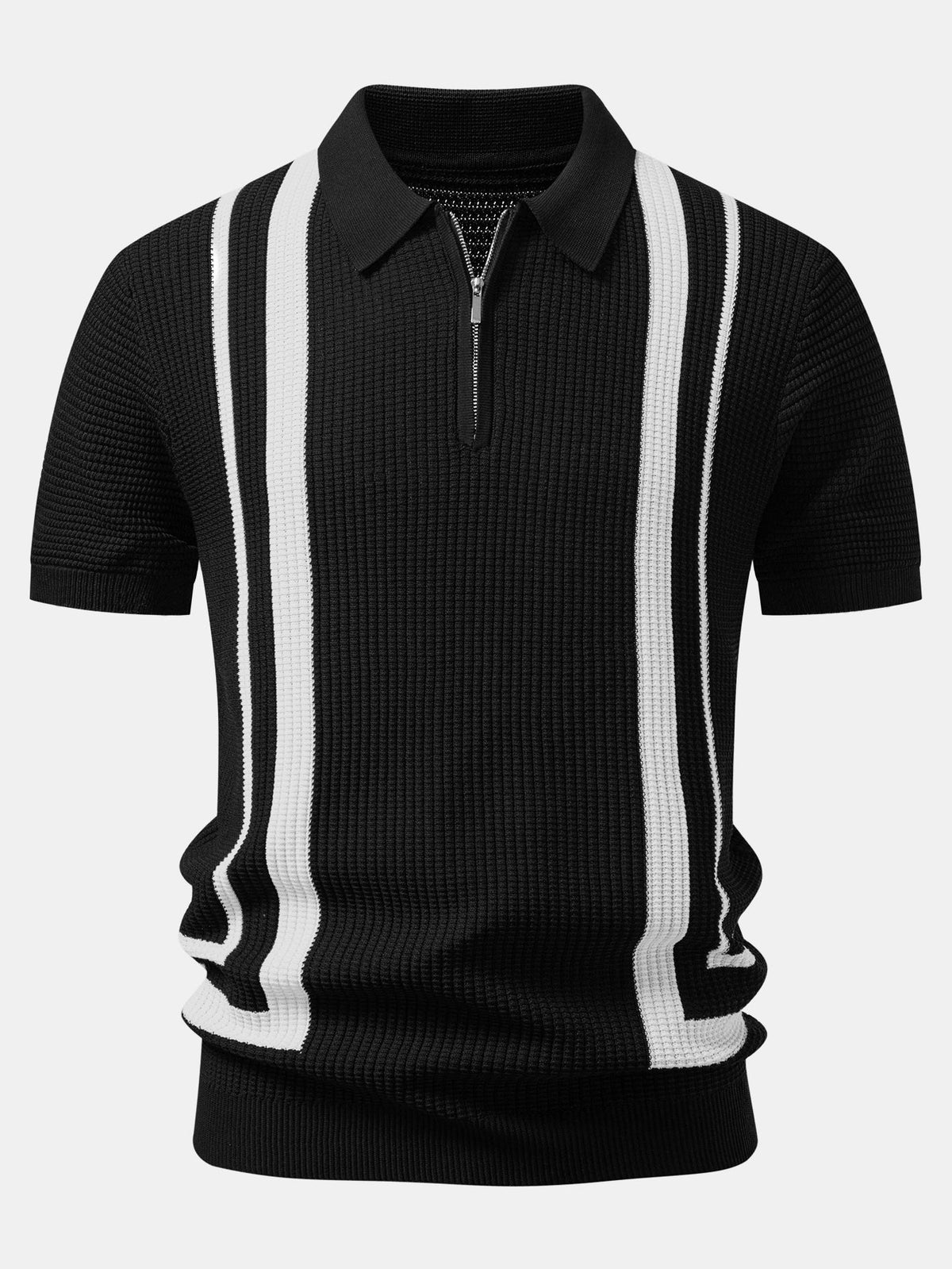 Kontrast Waffle Zip Knit Polo & Slim Fit Tapered Pants