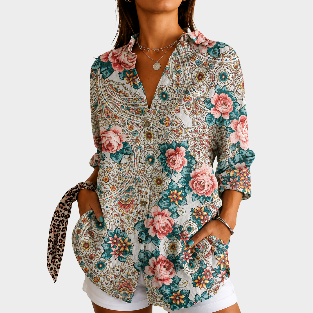 Retro Rozen Paisley Blouse