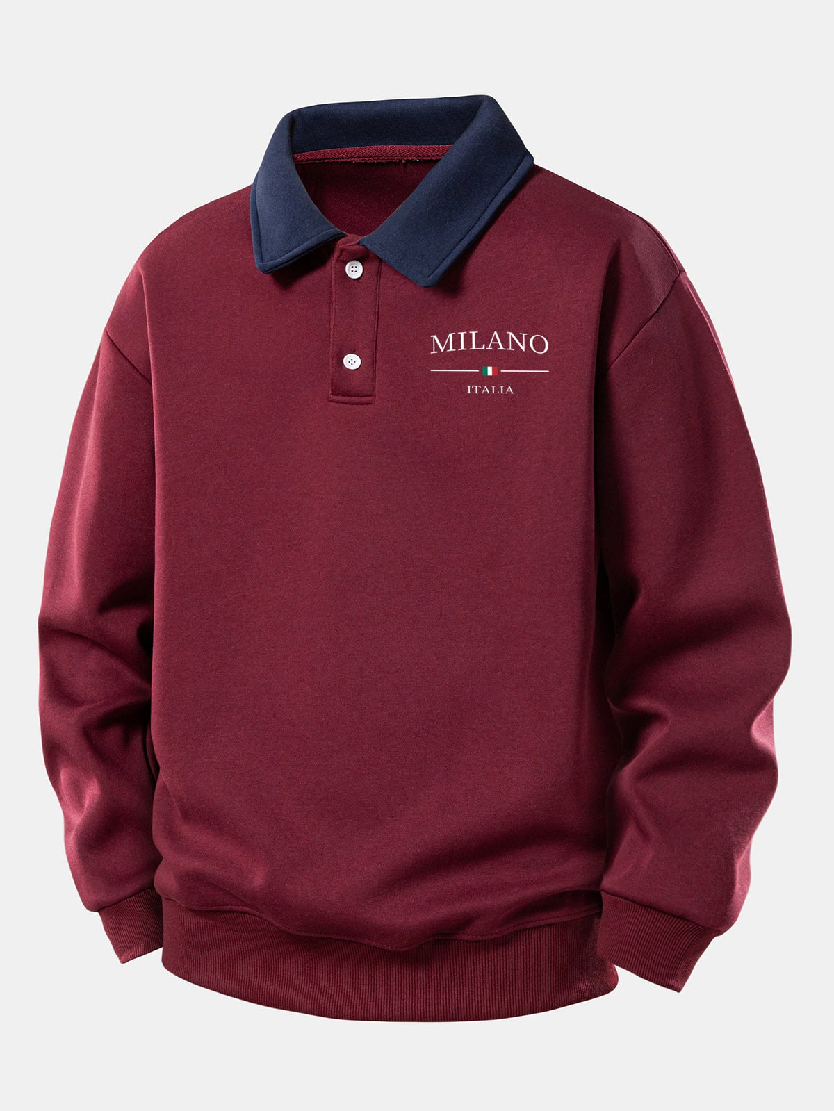 Legeres Sweatshirt mit Milano-Print und kontrastierendem Polokragen