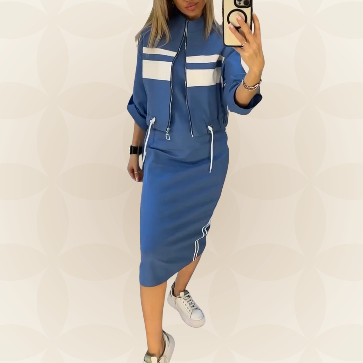 Von Esmee - Elegantes und lässiges Damen-Set mit Rundhalskleid und passender Jacke
