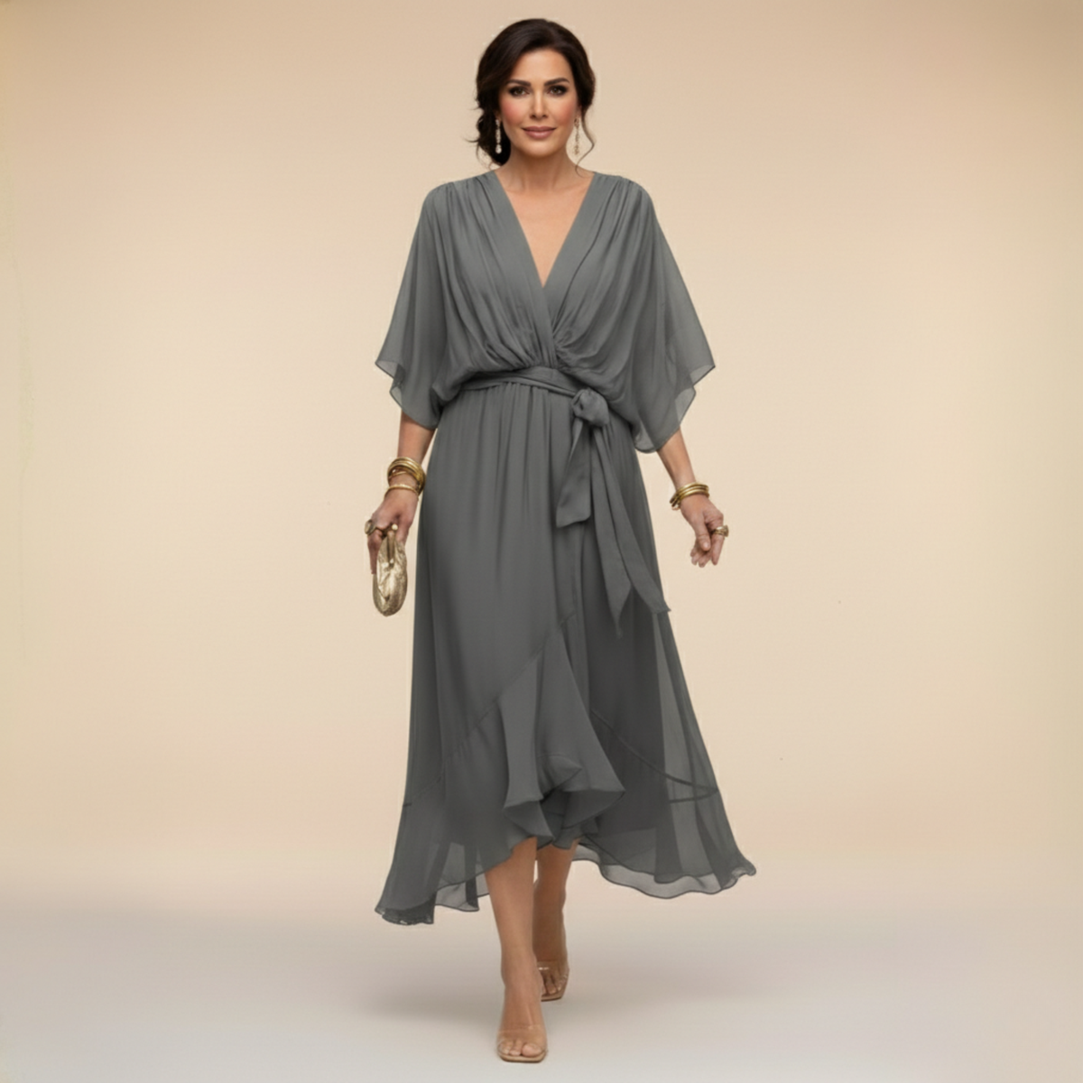 Sfumato | V-Neck Chiffon Dress
