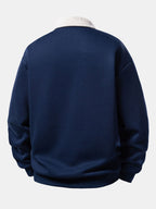 Gemütliches Corduroy-Polo-Sweatshirt mit kontrastierendem Brooklyn-Print