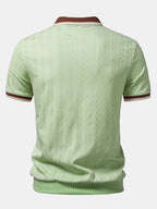 Kontrastierte Bies Textur Strick-Polo mit Reißverschluss & Slim Fit Tapered Hose