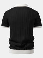 Kontrastbiesen Polo mit Johnny-Kragen & Slim Fit Tapered Hose