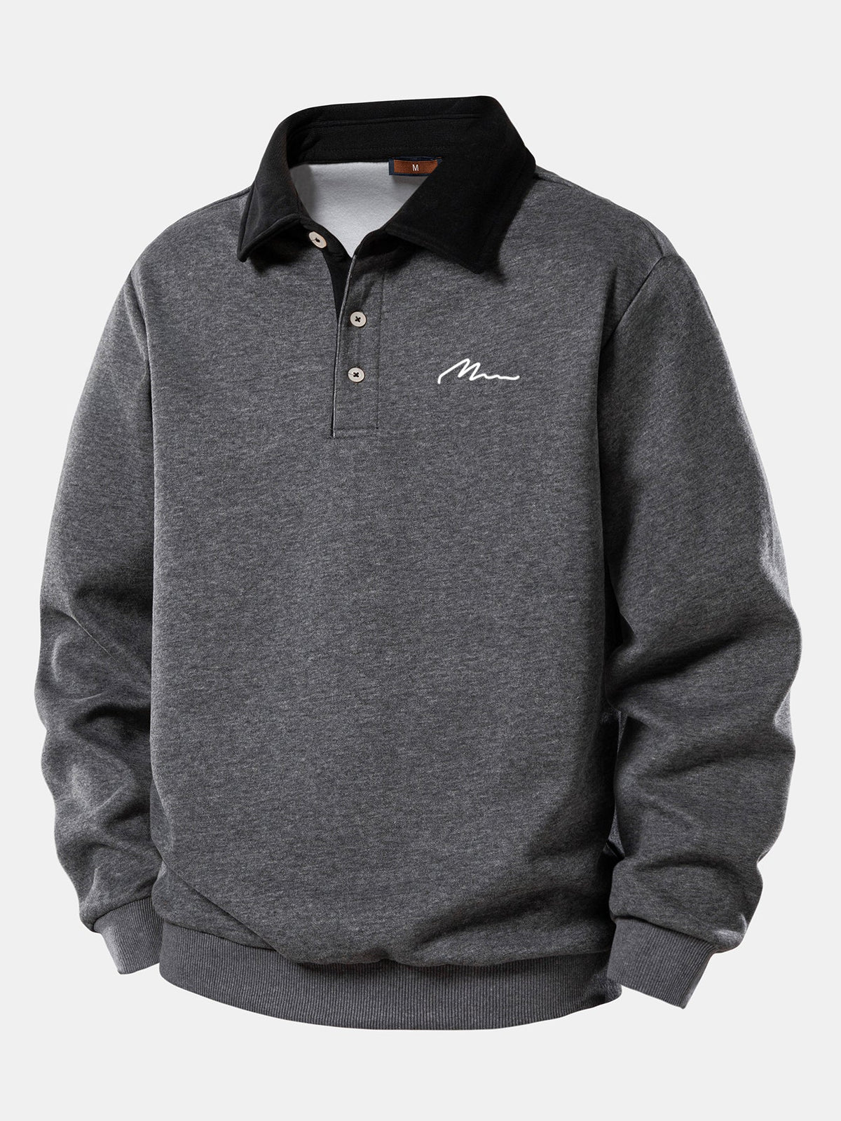Herren Sweatshirt mit Kontrast-Polo-Kragen und Print