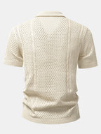 Offenes Strickhemd mit gerader Leinenhose