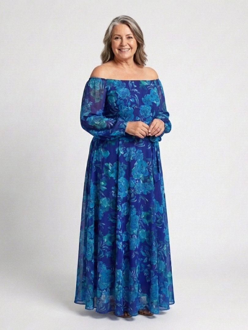 Aspen | Floral Maxi Dress with Off-Shoulder Design
