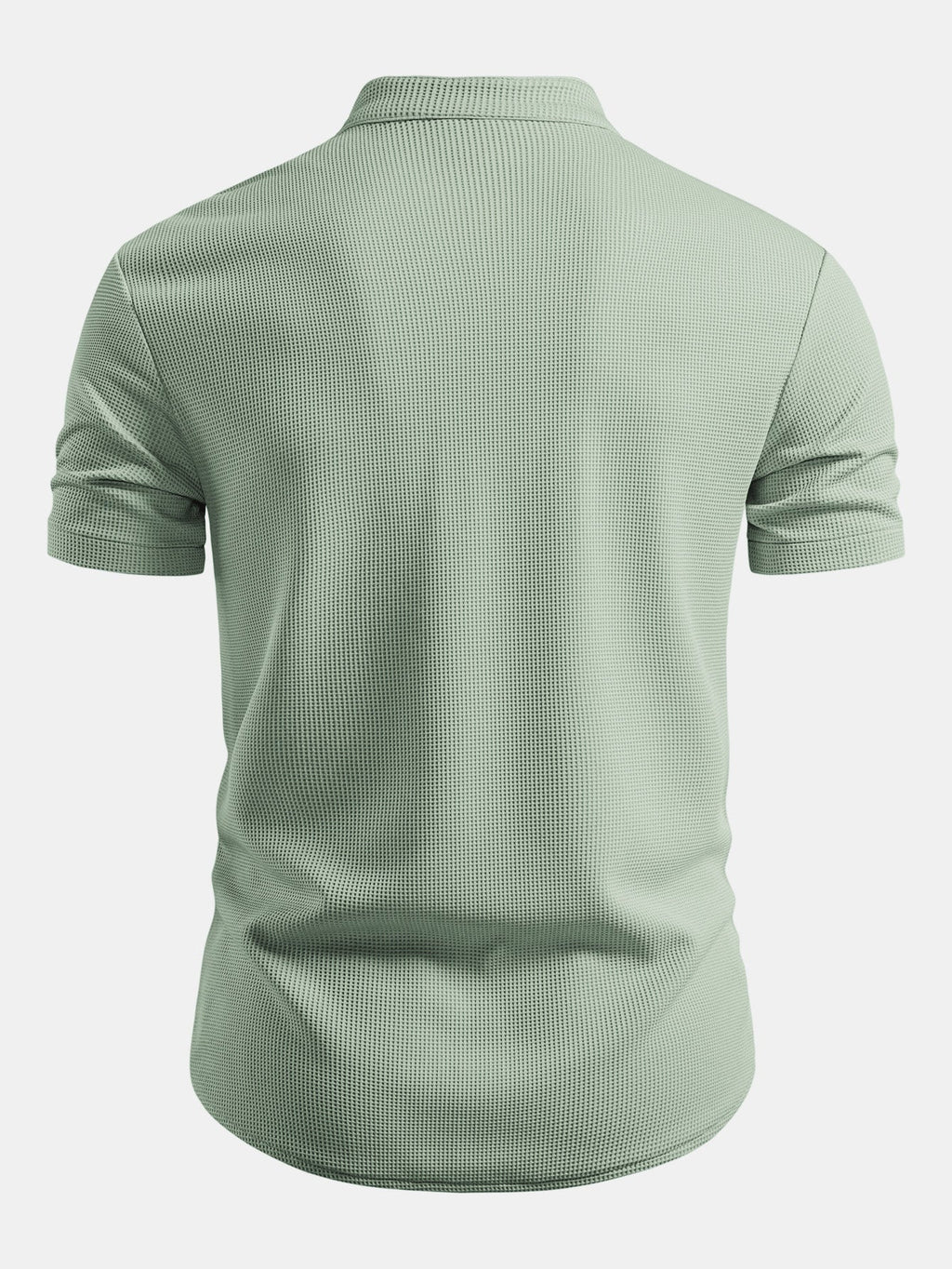 Muscle Fit Waffle-Shirt mit Stehkragen und 7-Zoll-Shorts mit Kordelzug Set
