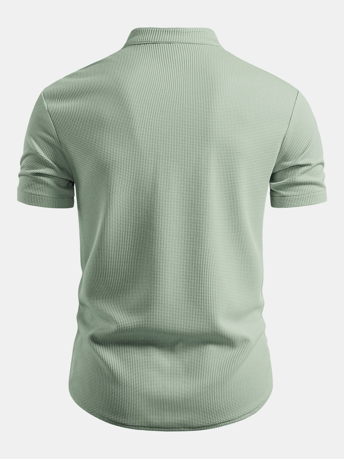 Muscle Fit Waffle-Shirt mit Stehkragen und 7-Zoll-Shorts mit Kordelzug Set