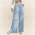 Moniek - Einfarbige Ripp-Design Casual Hose