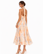 Aurora – Halterneck Kleid mit Aquarellmuster