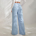 Moniek - Einfarbige Ripp-Design Casual Hose