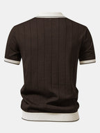 Rippstrick-Polo mit Johnny-Kragen und kontrastierenden Akzenten & figurbetonter tapered Hose