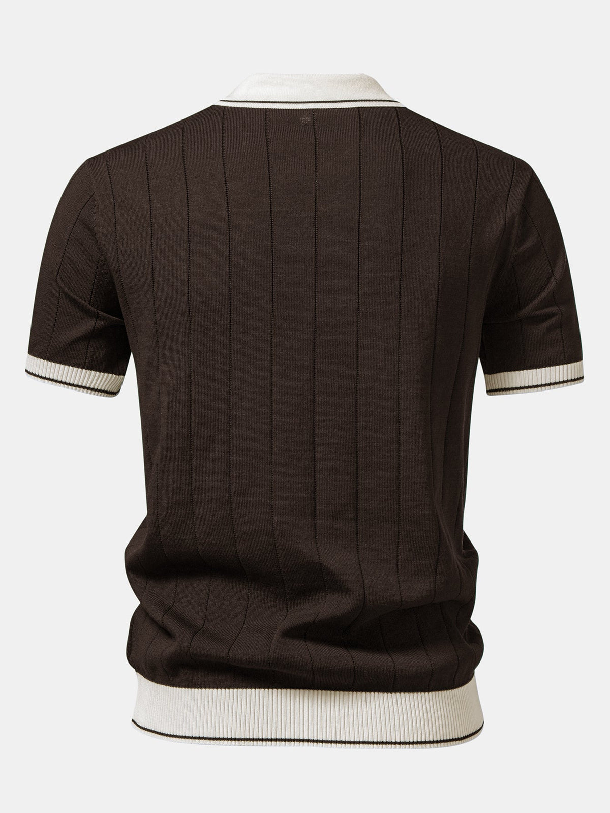 Rippstrick-Polo mit Johnny-Kragen und kontrastierenden Akzenten & figurbetonter tapered Hose