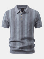 Gestreiftes strukturiertes Strick-Polo mit Slim Fit tapered Hose