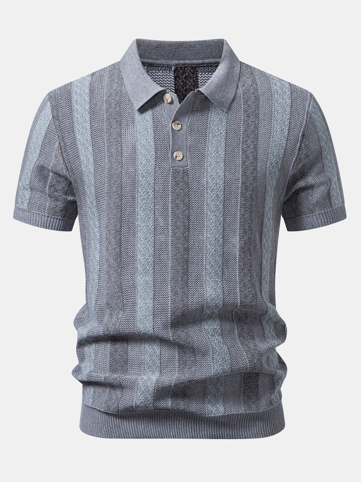 Gestreiftes strukturiertes Strick-Polo mit Slim Fit tapered Hose