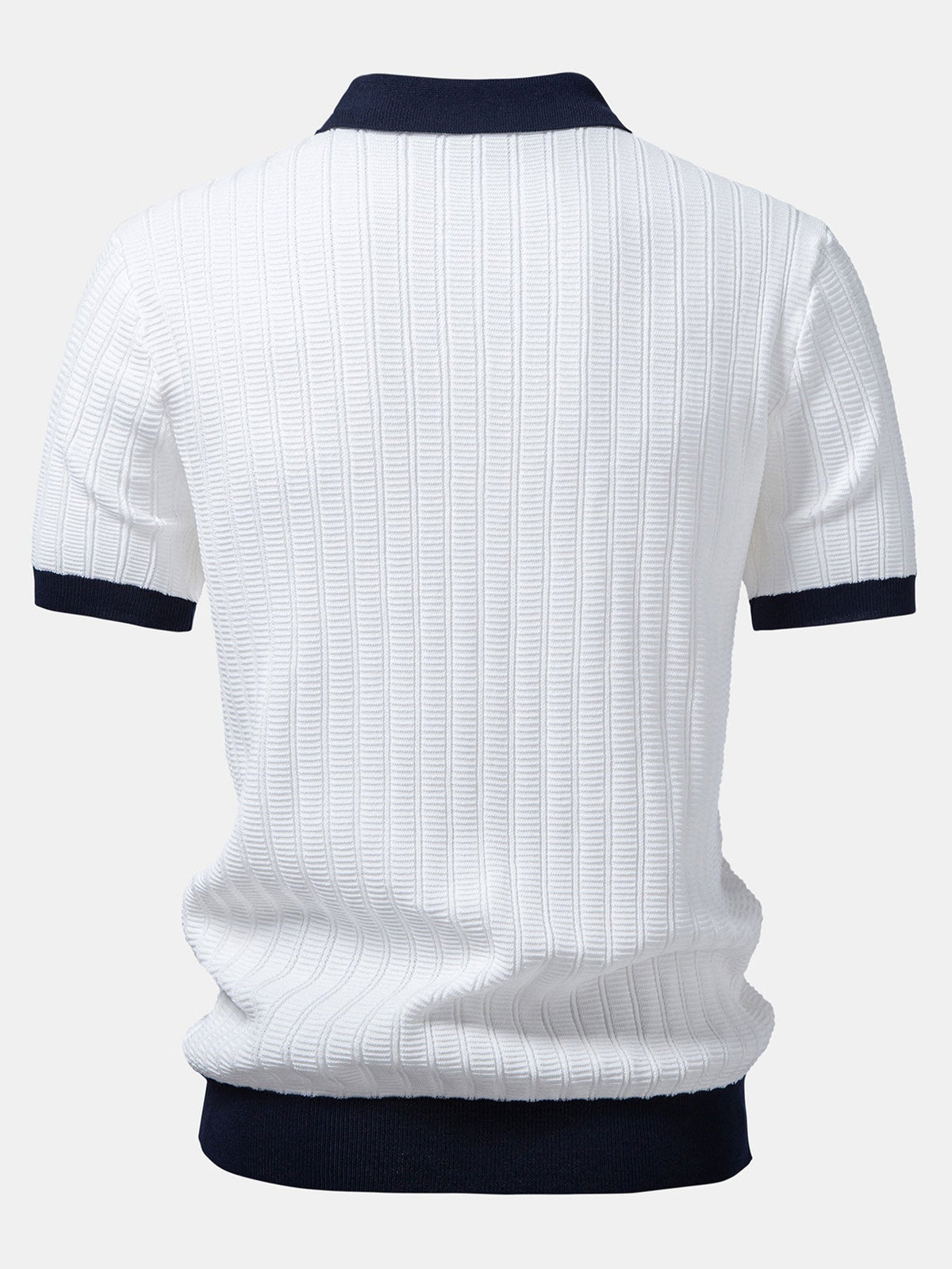 Kontrastreiches Strukturiertes Johnny-Kragen Polo mit Slim Fit Tapered Hose