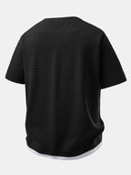 2-in-1 Waffle T-Shirt mit Kragen und 7-Zoll Shorts Set