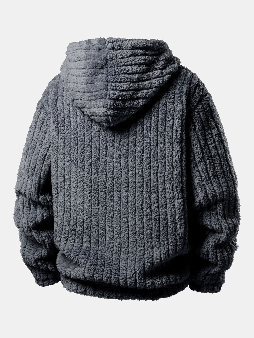 Gestreifter Hoodie mit Kängurutaschen aus Teddy-Fleece