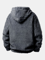 Gestreifter Hoodie mit Kängurutaschen aus Teddy-Fleece