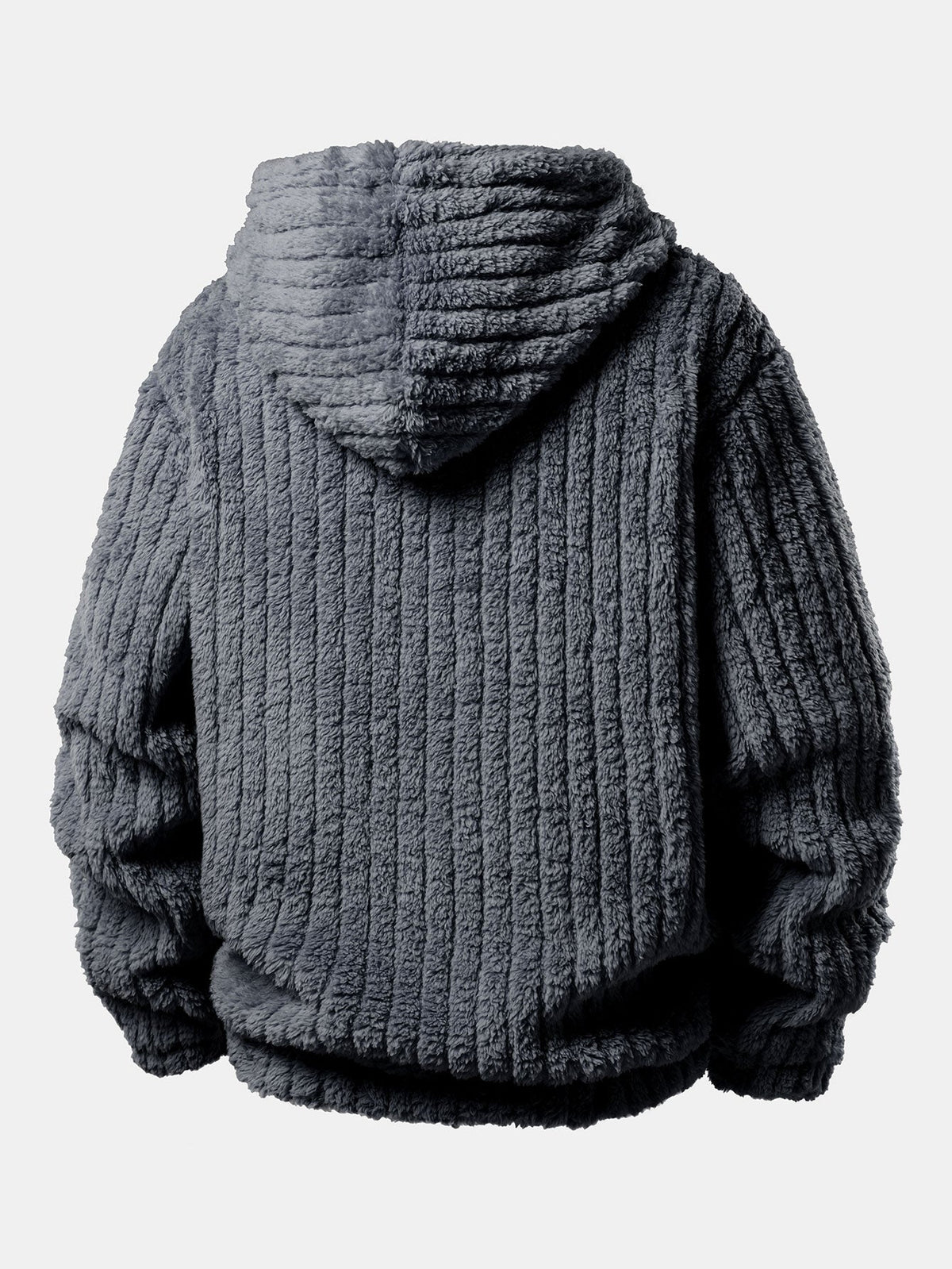 Gestreifter Hoodie mit Kängurutaschen aus Teddy-Fleece