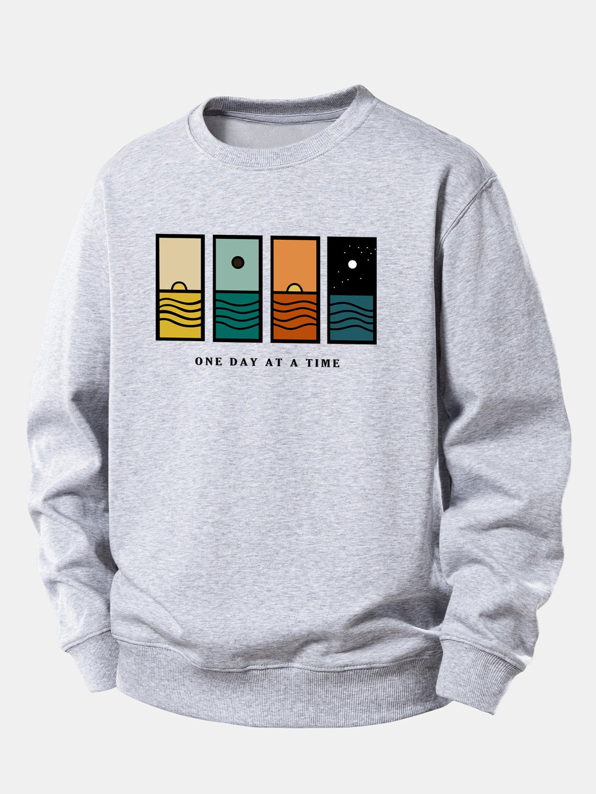 Relaxed-Fit Sweatshirt with 'One Day At A Time' Print