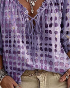 Lena | Blouse with Polka Dot Pattern and Lace-Up Detail