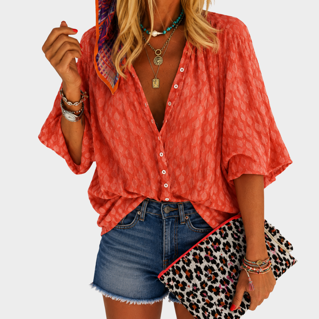 Korallenbrise Button-Up Blouse