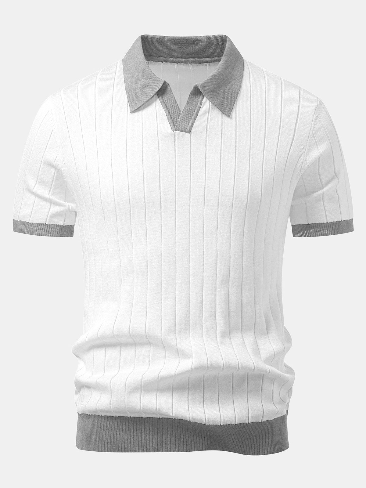 Kontrastbiesen Polo mit Johnny-Kragen & Slim Fit Tapered Hose