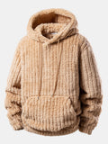 Gestreifter Hoodie mit Kängurutaschen aus Teddy-Fleece