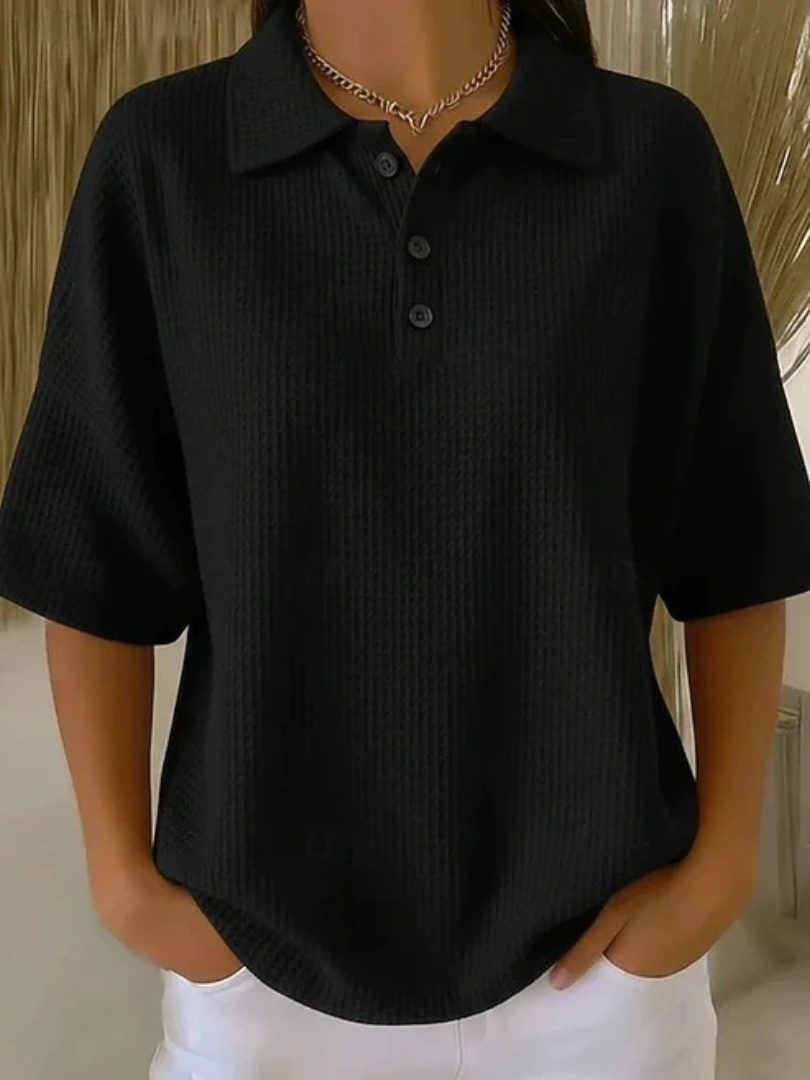 Gisela | Komfortable Waffle Polo Bluse