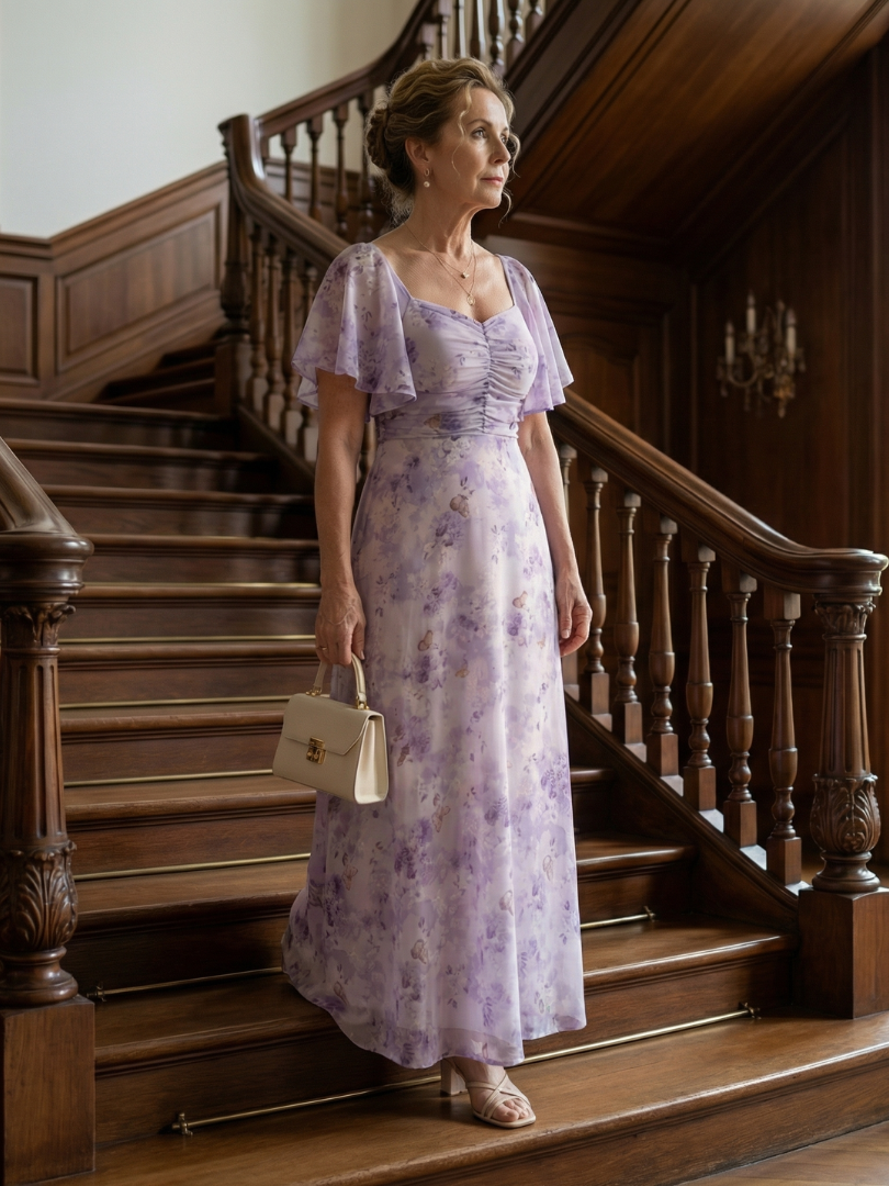Vaelis | Midi-Kleid mit Schmetterlingsärmeln