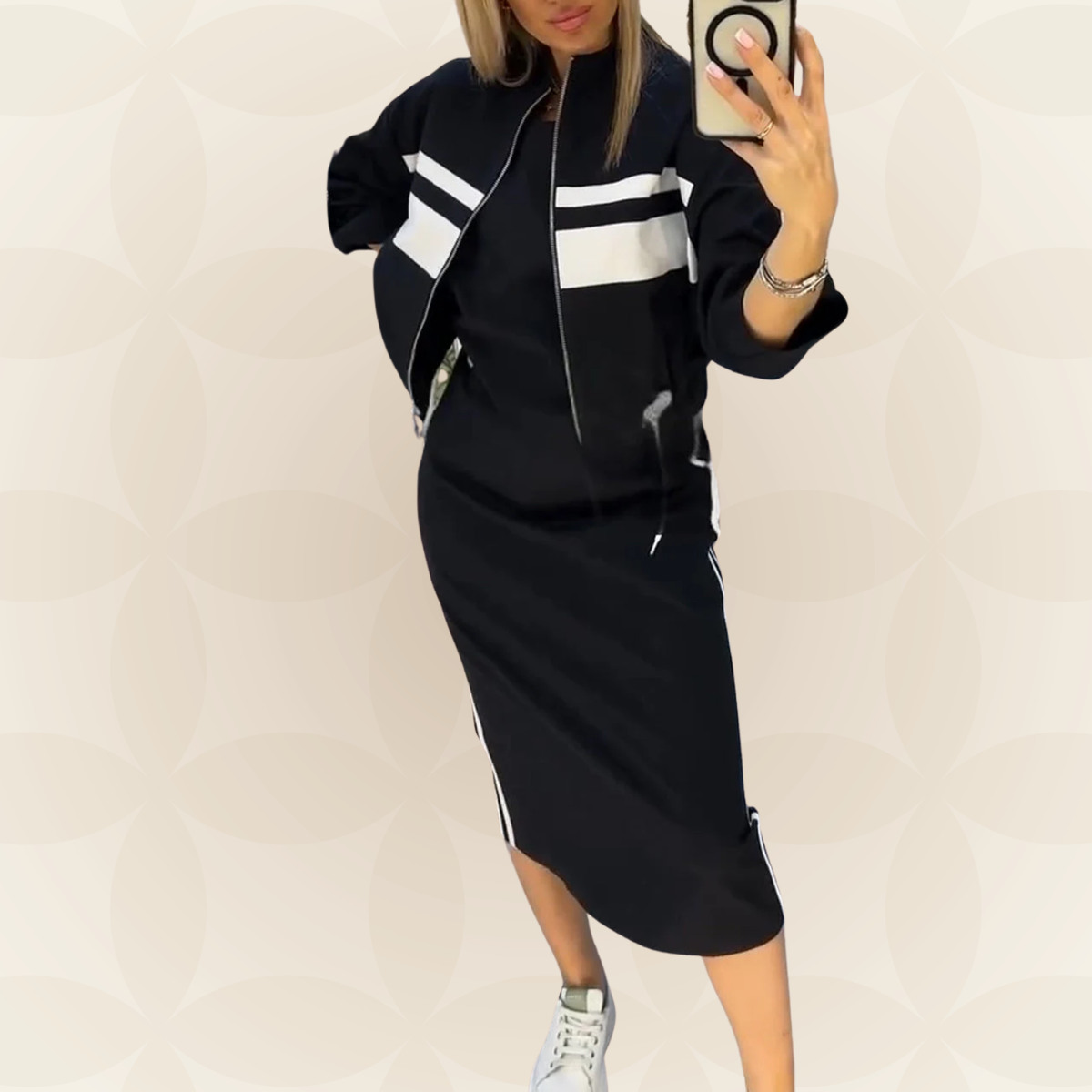 Von Esmee - Elegantes und lässiges Damen-Set mit Rundhalskleid und passender Jacke